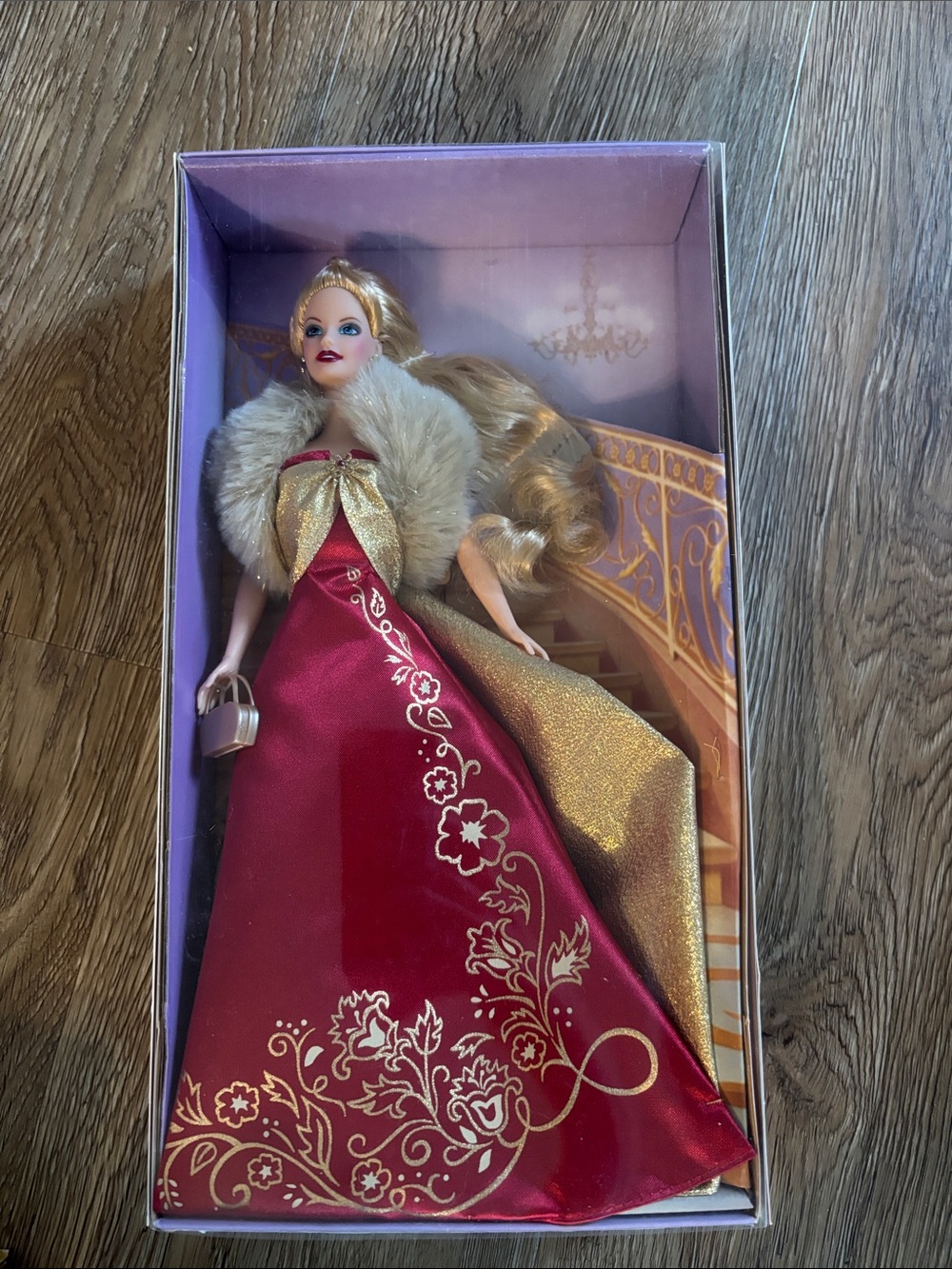 Barbie Pink and Gold Evening Gown Doll with Faux Fur Stole
